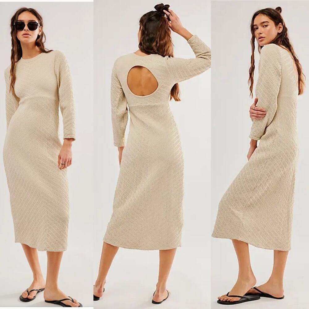 Free People Gabby Seamless Midi Dress Wet Plaster